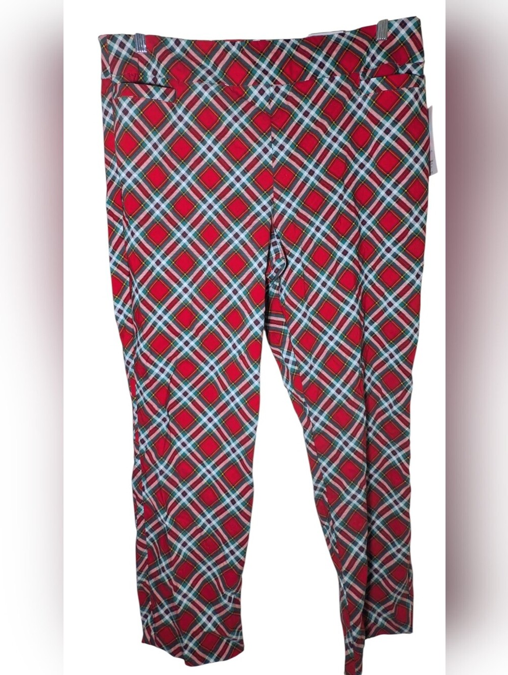 NWT Kim Rogers Millennium Straight Pull-On Plaid Pants 18S Tummy Control Stretch